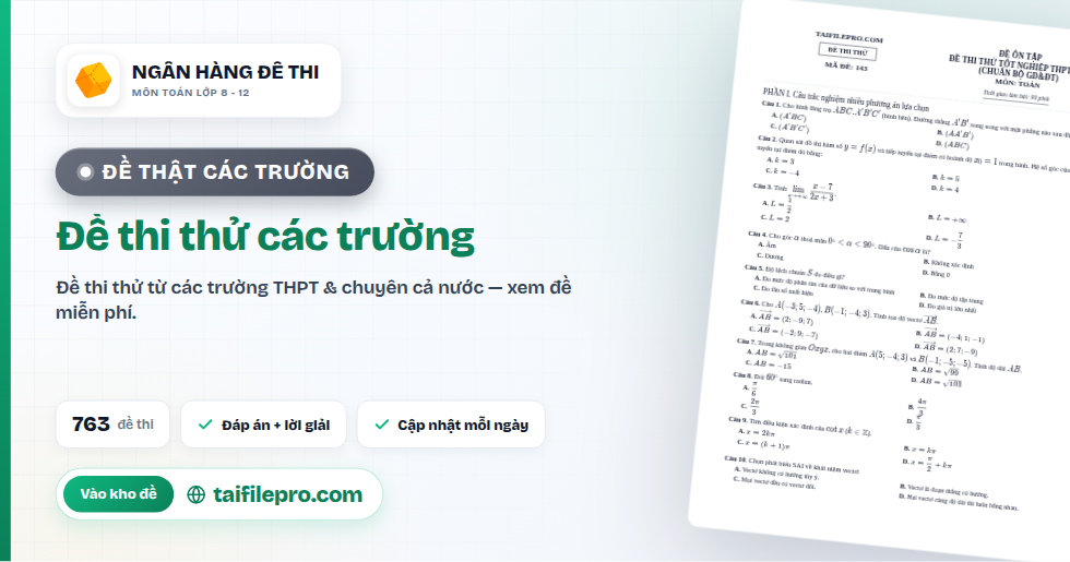 Đề thi thử các trường