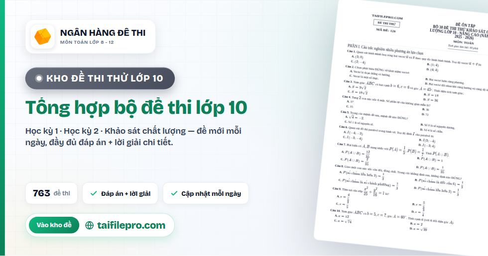 Tổng hợp bộ đề thi lớp 10