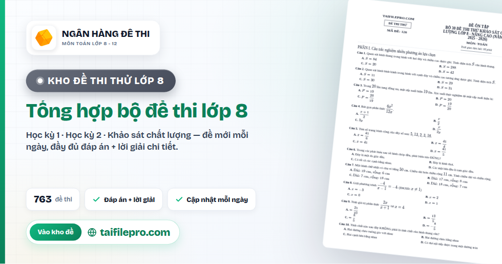 Tổng hợp bộ đề thi lớp 8